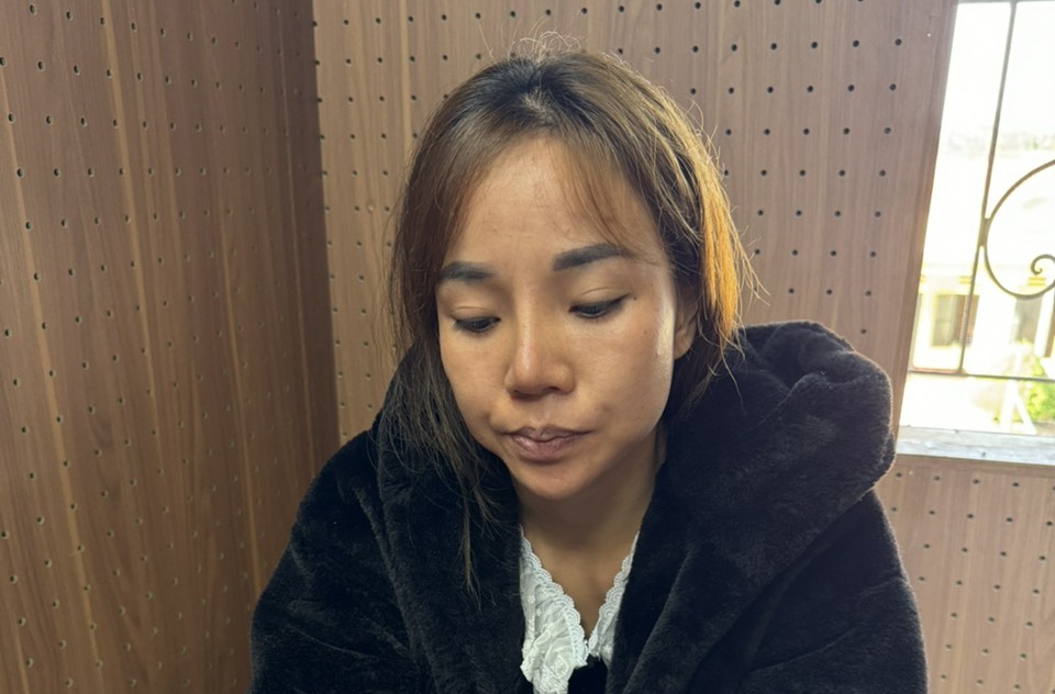 Lường Thị Vận tại cơ quan Công an.