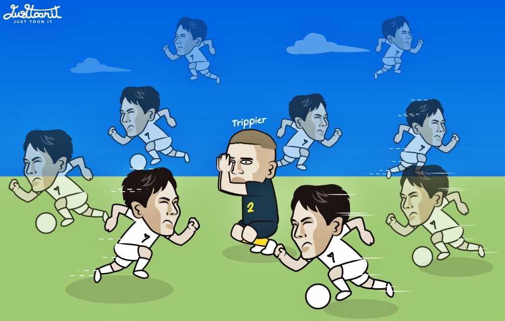 Kieran Trippier đối đầu với Son Heung-Min.