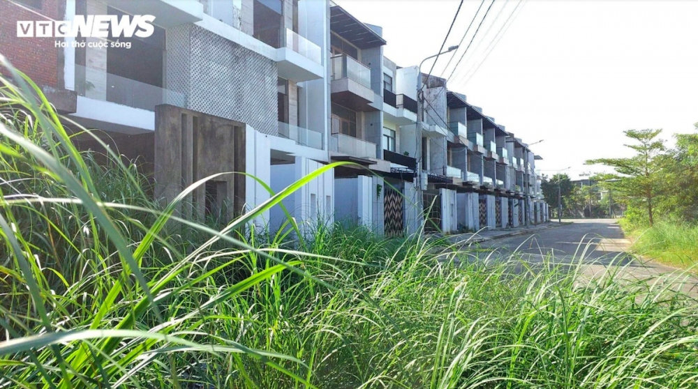 Ghi nhận của PV VTC News ngày 10/12, cả trăm căn shophouse nằm bên bờ Đông sông Hàn, quận Sơn Trà bỏ không. Nhiều dãy shophouse sở hữu vị trí 2 - 3 mặt tiền nhưng không có người ở, bỏ lâu ngày cho cỏ cây, lau sậy phủ kín, nhếch nhác.