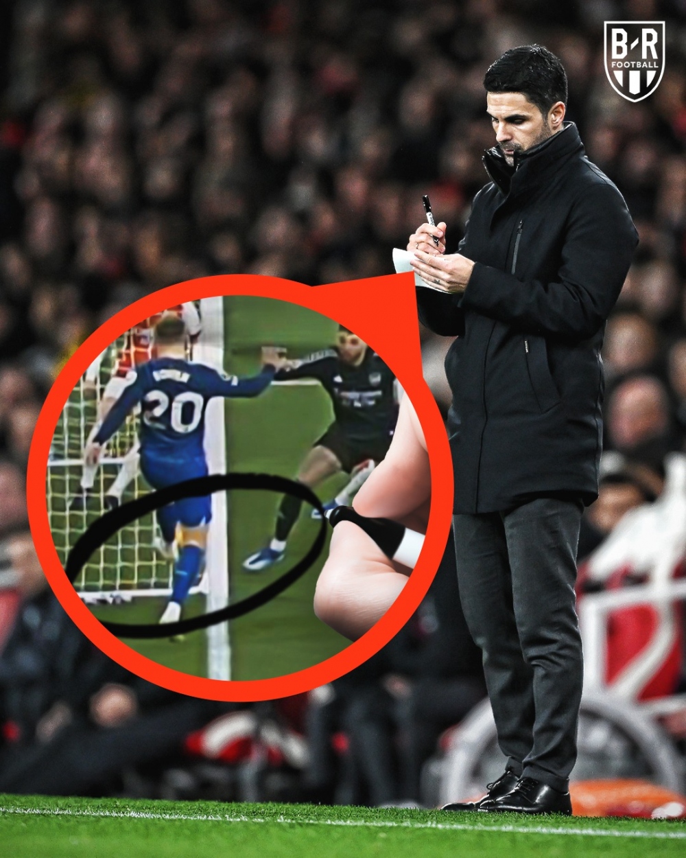 HLV Mikel Arteta "ghi sổ nợ" với VAR. (Ảnh: Bleacher Reports)