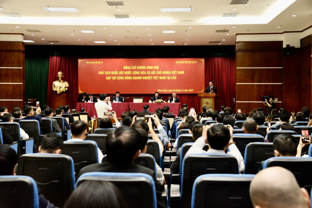 Chủ tịch Quốc hội phát biểu tại cuộc gặp.