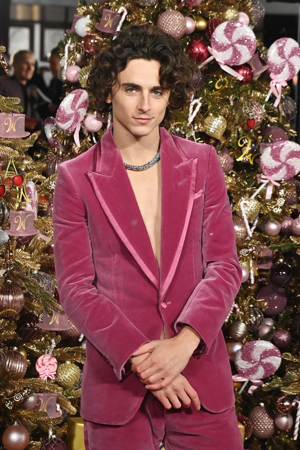Vào vai Willy Wonka, thợ làm sôcôla cuồng nhiệt trong Wonka, Timothée Chalamet đã nảy ra một ý tưởng điên rồ: yêu cầu Cartier tạo ra một chiếc vòng cổ đặt riêng để đeo trong buổi ra mắt. Chiếc vòng cổ, một mạng lưới gồm các hạt màu hồng đậm, xanh lá cây và xanh lam, gợi nhớ đến phong cách Tutti Frutti mang tính biểu tượng của ngôi nhà được người thừa kế gia sản máy may Singer Daisy Fellowes. Phong cách của chiếc vòng vừa hiện đại lại vừa phù hợp với Chalamet.