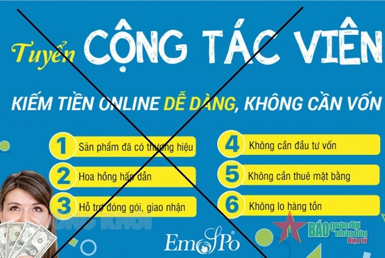 Quảng cáo tuyển dụng cộng tác viên trên mạng xã hội. 