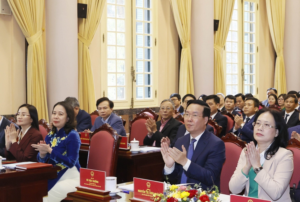 Chủ tịch nước Võ Văn Thưởng, Phó Chủ tịch nước Võ Thị Ánh Xuân dự Hội nghị tổng kết công tác năm 2023 và triển khai nhiệm vụ năm 2024 của Văn phòng Chủ tịch nước
