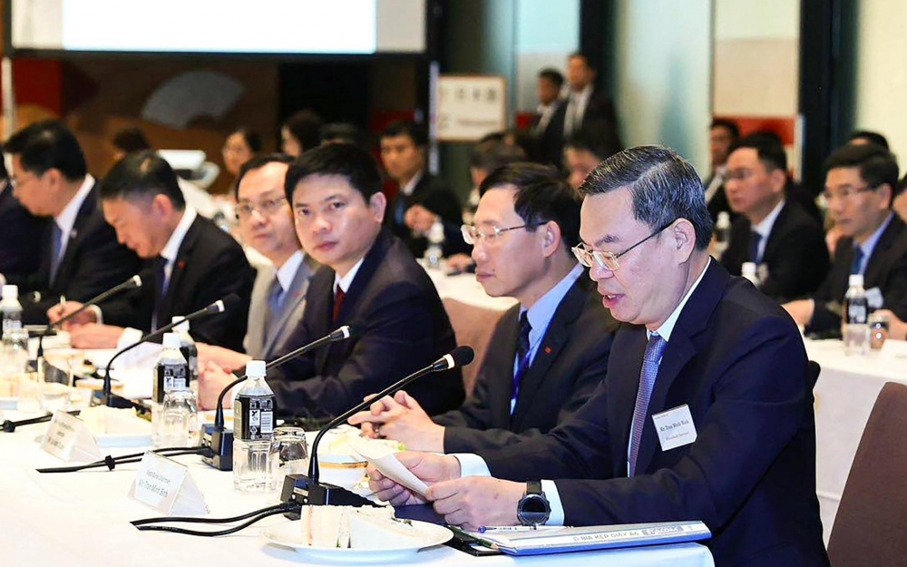 Chủ tịch HĐQT VietinBank Trần Minh Bình phát biểu tại Tọa đàm (Ảnh: Nhật Bắc)