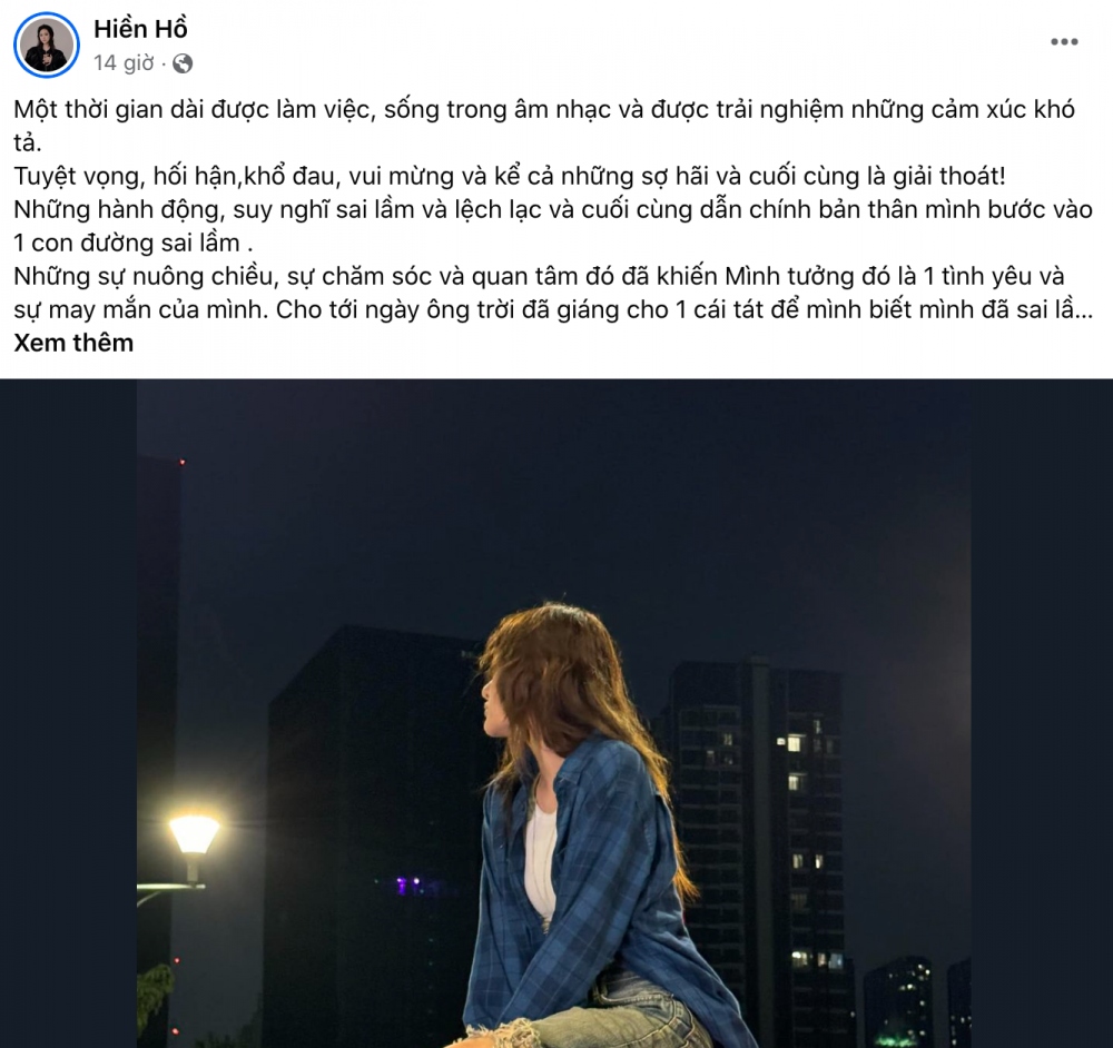 Tối 17/12 Hiền Hồ gây chú ý khi đăng tải bài viết dài trải lòng về scandal cá nhân.