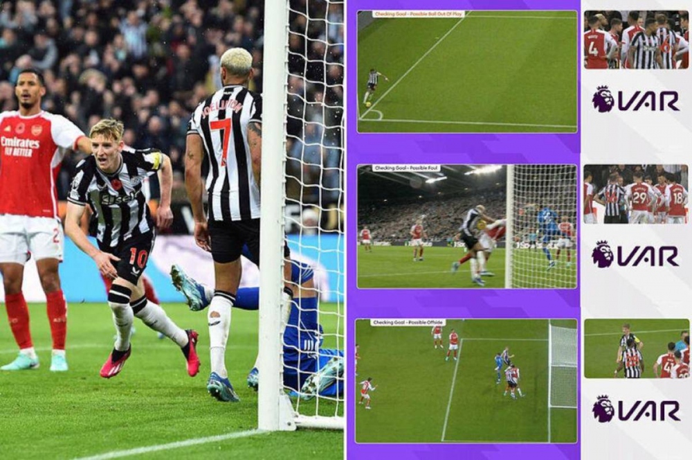 Arsenal từng chịu bàn thua gây tranh cãi tương tự trước Newcastle. (Ảnh: Talksports)