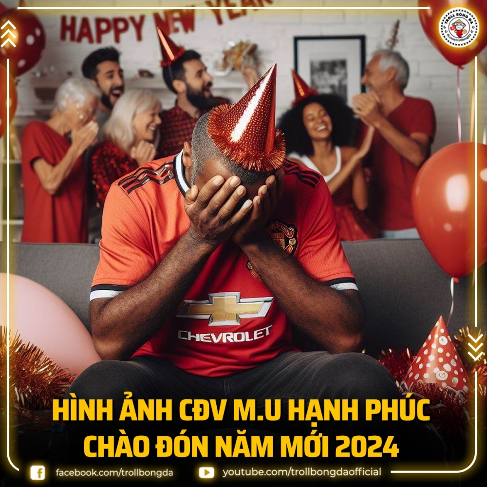 CĐV MU lạc quan hướng về năm mới 2024. (Ảnh: Troll Bóng đá). 