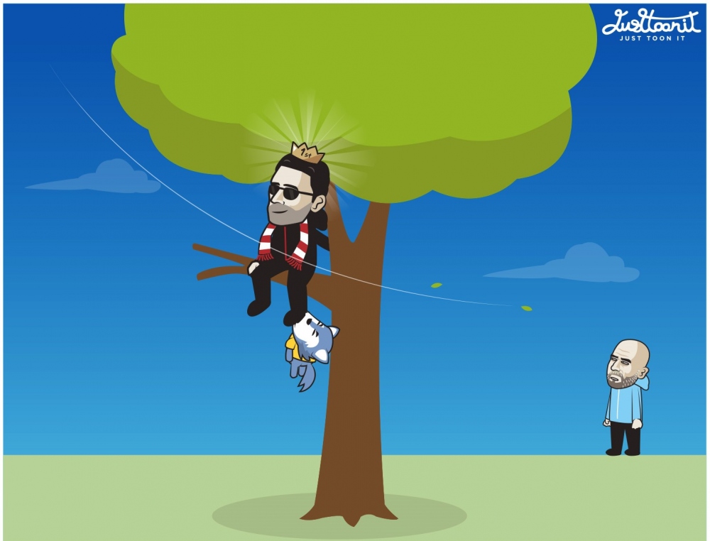 Arsenal tiếp tục dẫn đầu bảng xếp hạng Ngoại hạng Anh (Ảnh: Just Toon It)
