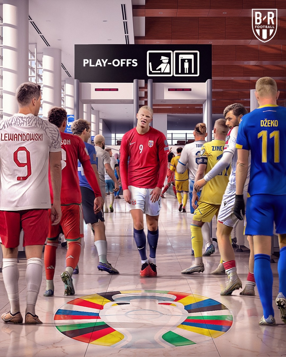 Haaland ngậm ngùi nhìn các ngôi sao khác tranh những tấm vé cuối cùng tới Đức dự VCK EURO 2024 (Ảnh: Bleacher Report Football)