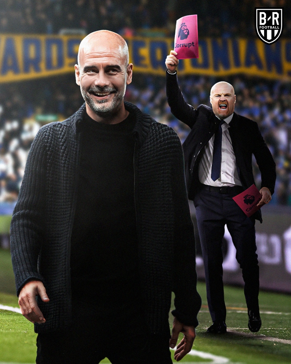 HLV Pep Guardiola đã thắng 16 trên 17 lần đối đầu với các đội bóng của HLV Sean Dyche (Ảnh: Bleacher Report Football)