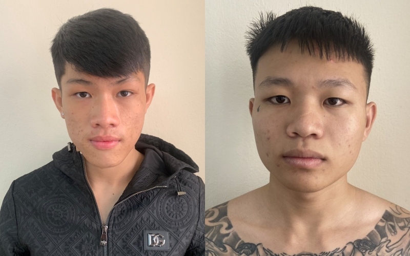 Đặng Công Thành (trái) và Trần Minh Quang tại cơ quan điều tra.