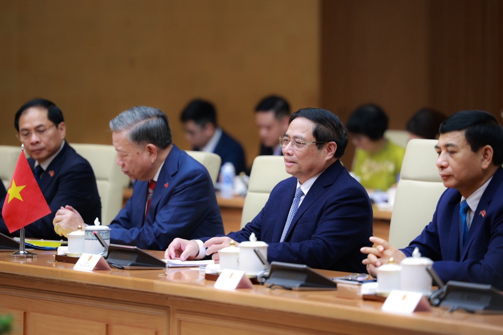 Thủ tướng Phạm Minh Chính và đoàn đại biểu Việt Nam tại cuộc hội đàm