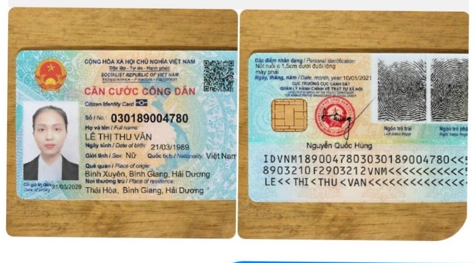 CCCD gắn chip giả mà các đối tượng dùng để lừa ông K. (Ảnh: Công an Hải Dương).