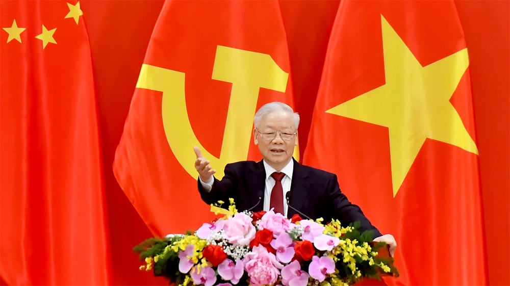 Tổng Bí thư Nguyễn Phú Trọng phát biểu tại cuộc gặp gỡ nhân sĩ hữu nghị và thế hệ trẻ Việt Nam-Trung Quốc.