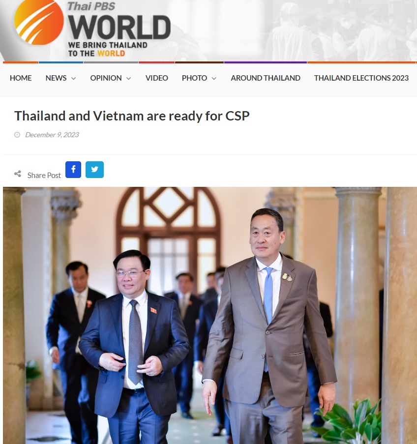 Hãng tin ThaiPBS có bài viết về chuyến thăm của Chủ tịch Quốc hội ta và quan hệ Thái Lan-Việt Nam