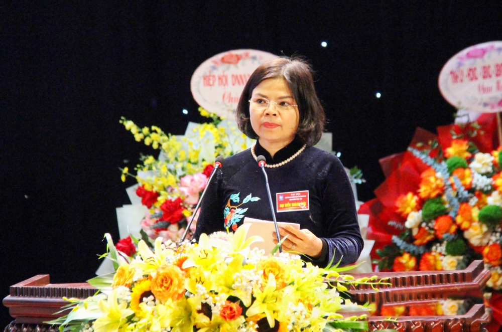 Chủ tịch UBND tỉnh Bắc Ninh Nguyễn Hương Giang phát biểu tại Đại hội