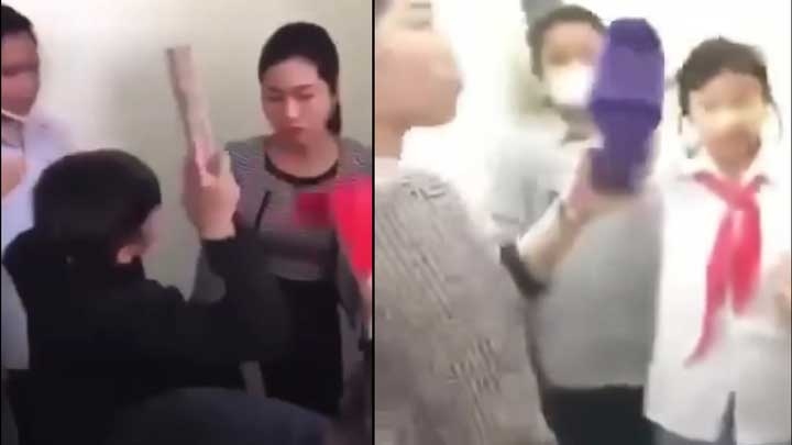 Lãnh đạo xã lý giải lý do khiến học sinh có những hành động gây bức xúc. (Ảnh cắt từ clip)