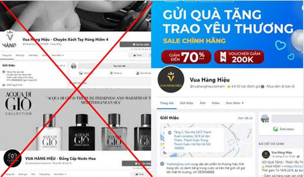 Website và fanpage giả mạo bán hàng để lừa đảo.