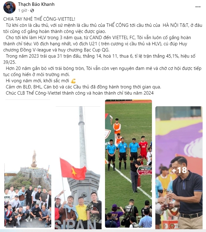 Chia sẻ của HLV Thạch Bảo Khanh. (Ảnh: Chụp màn hình)