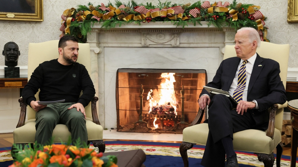 Tổng thống Mỹ Joe Biden tiếp Tổng thống Ukraine Volodymyr Zelensky tại Nhà Trắng ngày 12/12. Ảnh: Reuters