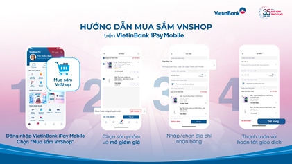 4 bước shopping online tại Mua sắm VnShop trên VietinBank iPay Mobile