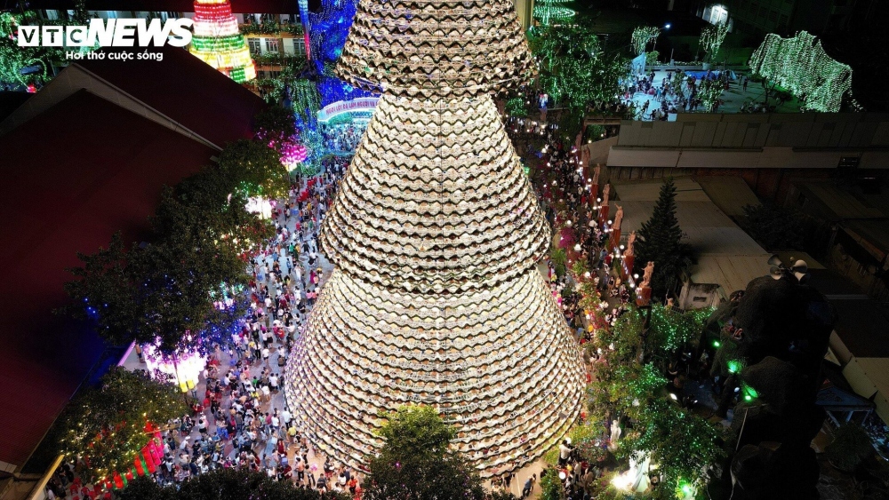 It has taken parishioners around three months to fully complete the giant tree.