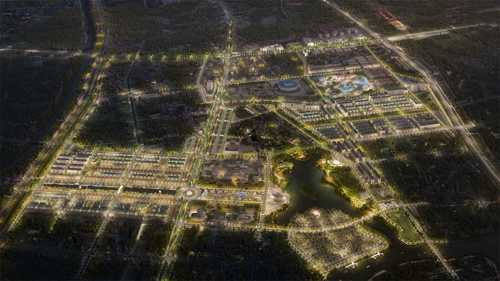 Các tiện ích chính của dự án gồm: Công viên chủ đề 20ha, Công viên cảnh quan công cộng 60ha; Trục đại lộ rộng 150m, dài 1,5km dẫn tới quảng trường bắn pháo hoa kết hợp các hoạt động giải trí ứng dụng công nghệ hiện đại...