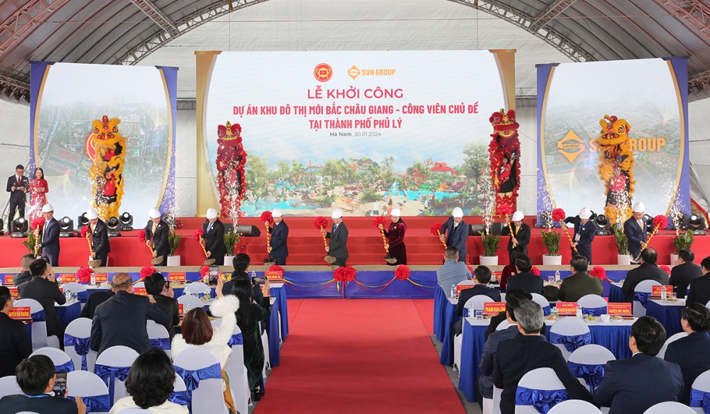 Chính thức khởi công giai đoạn 1 Tổ hợp dự án Khu đô thị mới Bắc Châu Giang quy mô xấp xỉ 405 ha.