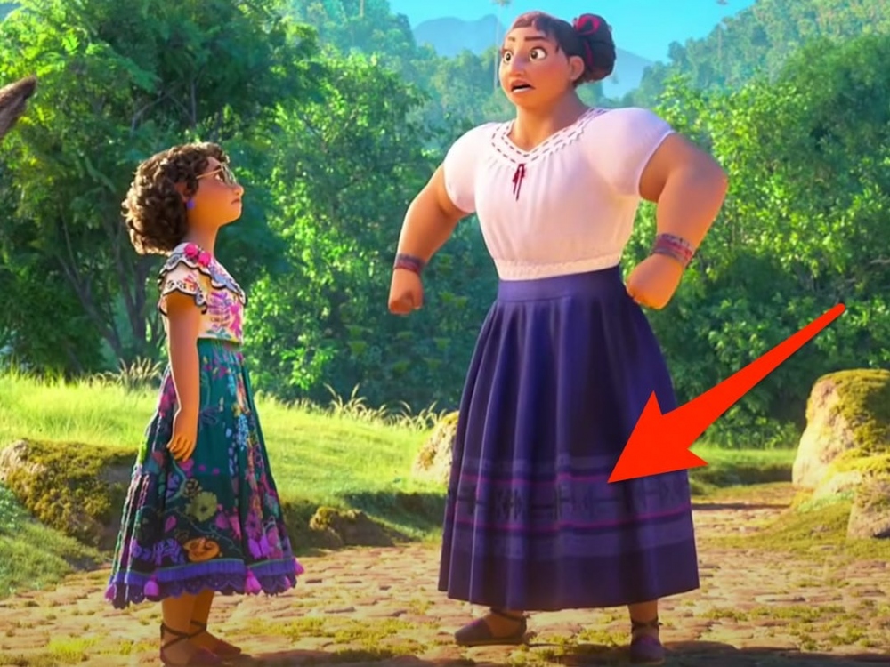 Nhà thiết kế trang phục cho bộ phim Encanto (2021) - Neysa và Lorelay Bové đã nói với Elle về những chi tiết bí mật mà họ thêm vào trang phục của các nhân vật: "Mỗi nhân vật, tùy thuộc vào năng khiếu của họ, sẽ có một chút sắc thái được thiết kế trên trang phục của họ. Ví dụ như các loại gia vị và quả tạ được thêu trên váy của Julieta và Luisa. Bởi Julieta có thể chữa lành vết thương cho mọi người bằng thức ăn còn Lusia có sức mạnh siêu phàm. Cũng tương tự với các nhân vật khác, áo vest của Antonio có hình động vật, váy của Pepa có chi tiết nước và tia sét, còn trang phục của Dolores được trang trí bằng sóng âm".