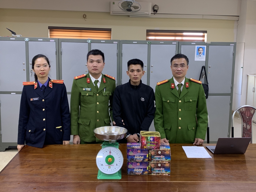 Đối tượng Lò Văn Trọng tại cơ quan Công an.