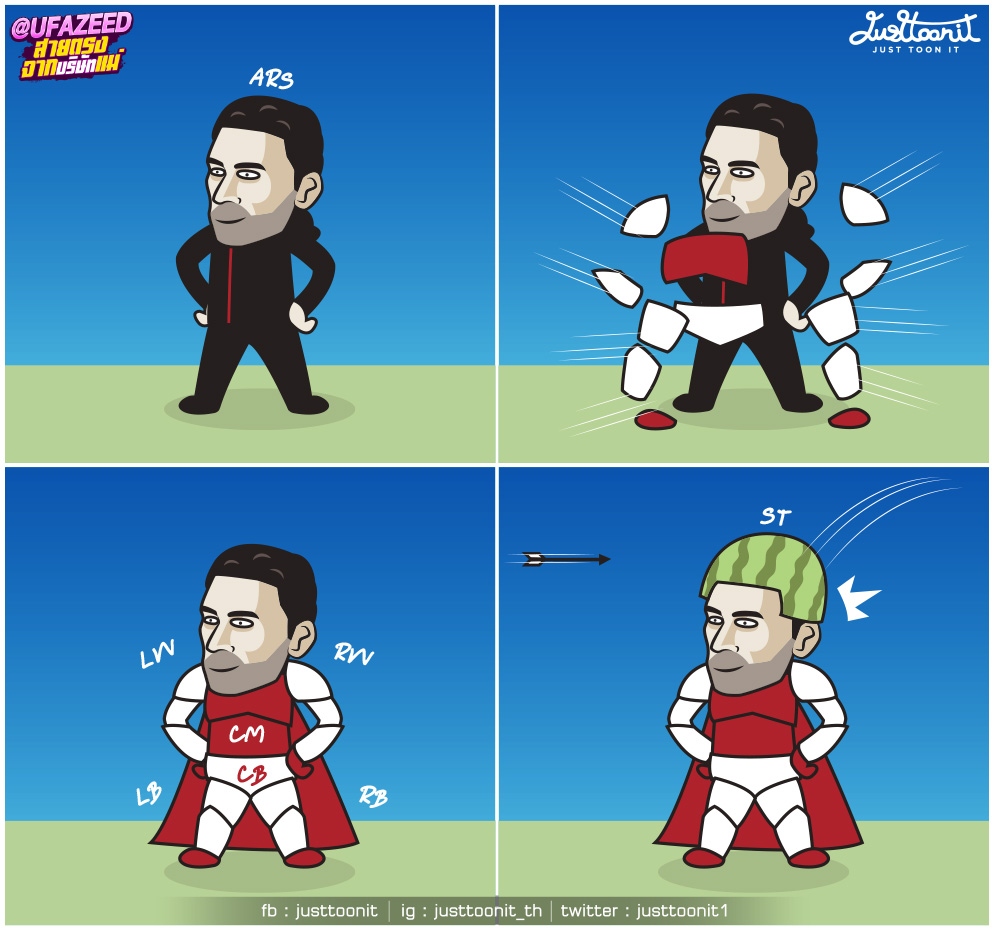 Arsenal vẫn đang thiếu tiền đạo. (Ảnh: Just Toonit). 
