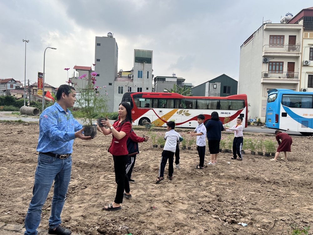 Đoàn Thanh niên xã, phụ huynh học sinh và cả những gia đình ở gần trường học cũng tham gia.