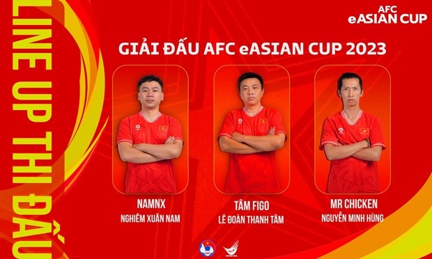 Three Vietnamese players attend the first Asian e-football tournament. (Photo: vff.org.vn)
