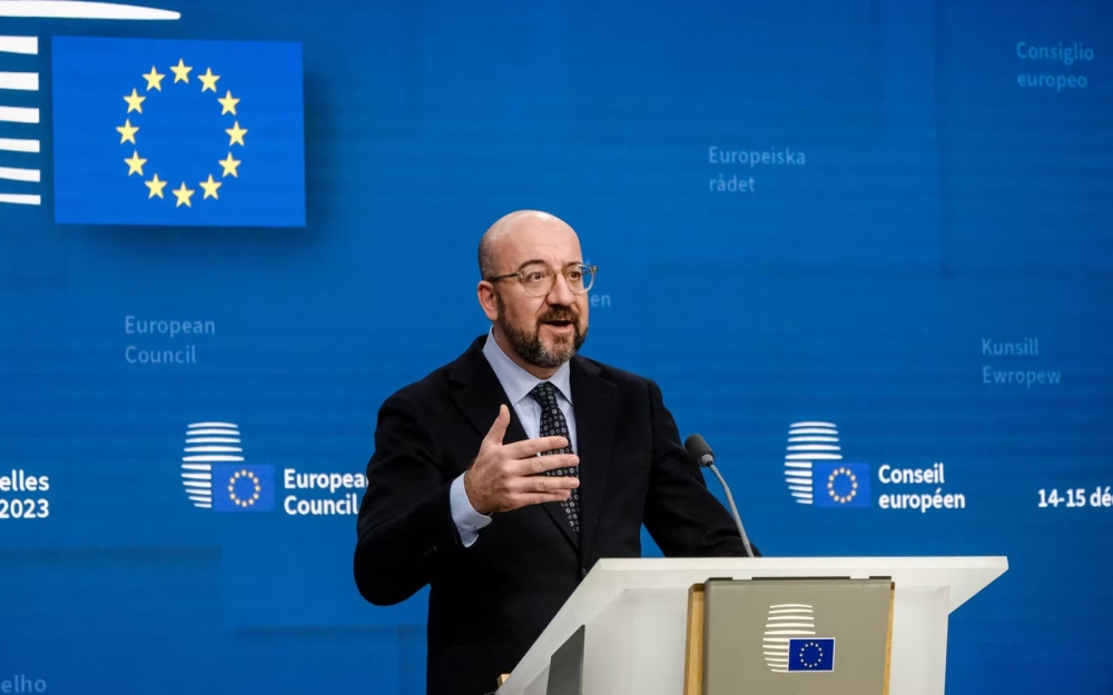 Chủ tịch Hội đồng châu Âu Charles Michel cho biết sẽ từ chức vào tháng 7/2024. Ảnh: France Info.