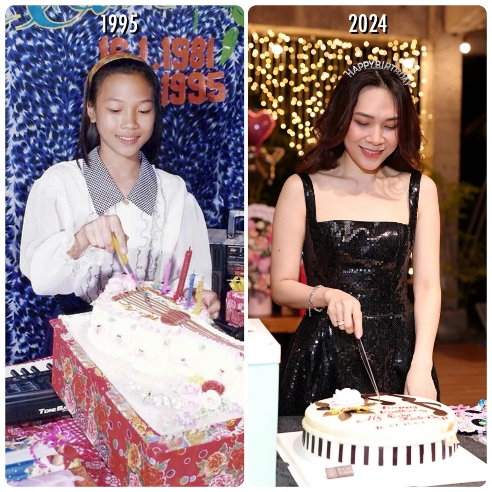 Ca sĩ Mỹ Tâm khiến khán giả thích thú khi chia sẻ khoảnh khắc đón tuổi mới năm 1995 và năm 2024. Bức ảnh này nhanh chóng nhận về lượt tương tác “khủng” với hơn hàng chục ngàn lượt thích chỉ sau vài giờ đăng tải.
Nhiều khán giả thích thú trước hình ảnh Mỹ Tâm cách đây 29 năm. Thời điểm đó, nữ ca sĩ gây ấn tượng bởi hình ảnh ngây ngô, đáng yêu ở tuổi 14. Trong khi đó, một bộ phận cư dân mạng dành lời khen ngợi “họa mi tóc nâu” vẫn giữ được nhan sắc trẻ trung khi bước sang tuổi 43. Điều đặc biệt là trong khoảnh khắc cắt bánh sinh nhật mới đây, cô diện lại chiếc áo và cài băng đô giống với hình ảnh lúc bé của mình. (Nguồn: Thanh Niên)