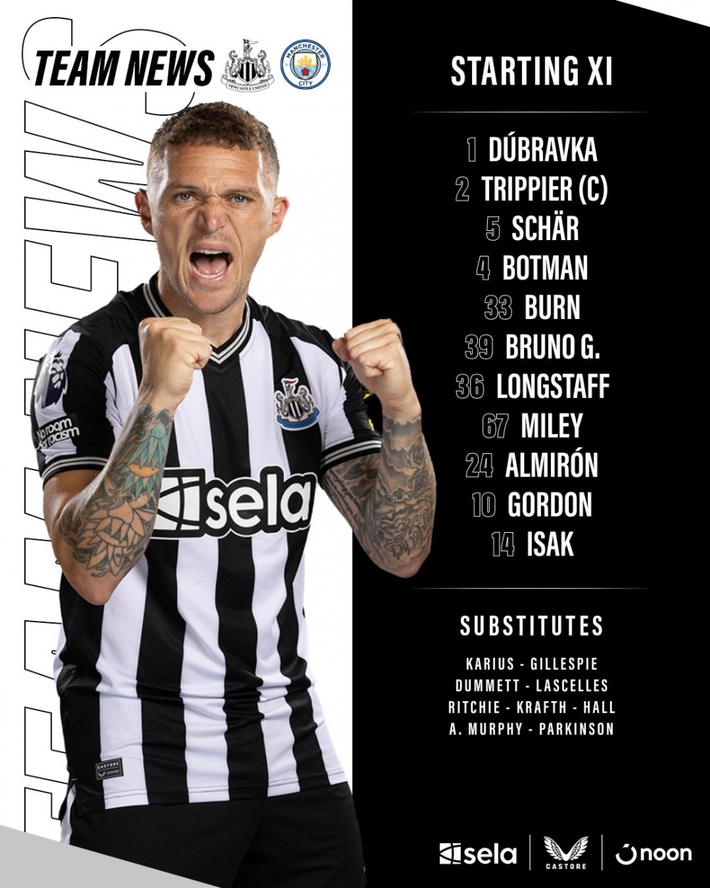 Đội hình xuất phát của Newcastle. (Ảnh: CLB)
