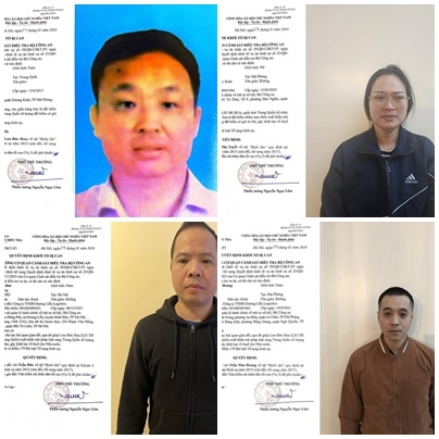 Đối tượng Lưu Đức Hoa (góc ngoài cùng bên trái) và các đối tượng khác.