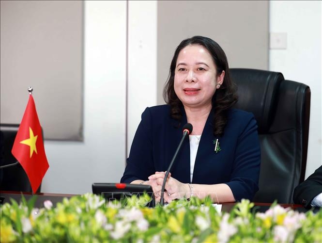 Phó Chủ tịch nước Võ Thị Ánh Xuân phát biểu. (Ảnh: TTXVN)
