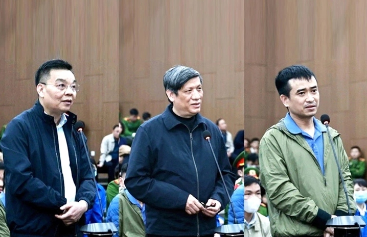 Các bị cáo: Chu Ngọc Anh, Nguyễn Thanh Long, Phan Quốc Việt tại phiên tòa