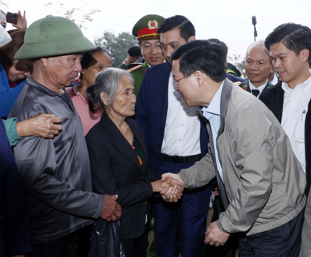Thay mặt lãnh đạo Đảng, Nhà nước, Chủ tịch nước Võ Văn Thưởng chúc Tết, thăm hỏi, động viên các tầng lớp nhân dân huyện Thanh Chương
