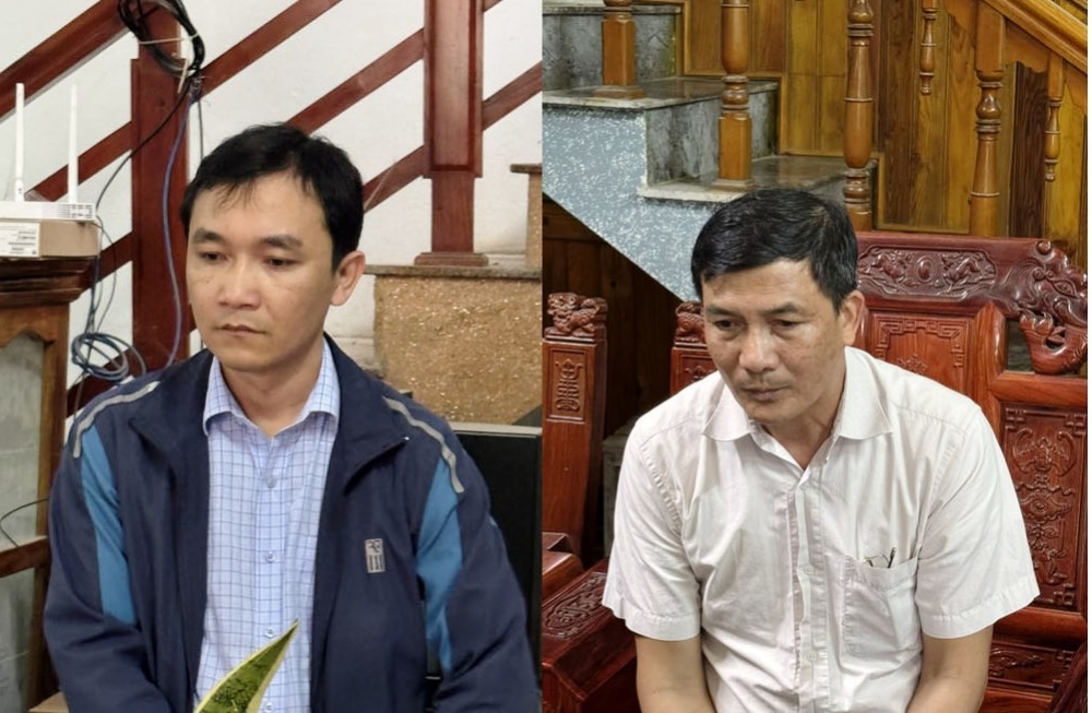 Đối tượng Trịnh Xuân Nam và Hà Tiến Dũng (bên phải).