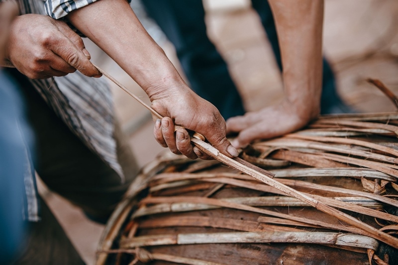 Chiếc trống được người Ma Coong chuẩn bị chu đáo, tỉ mĩ