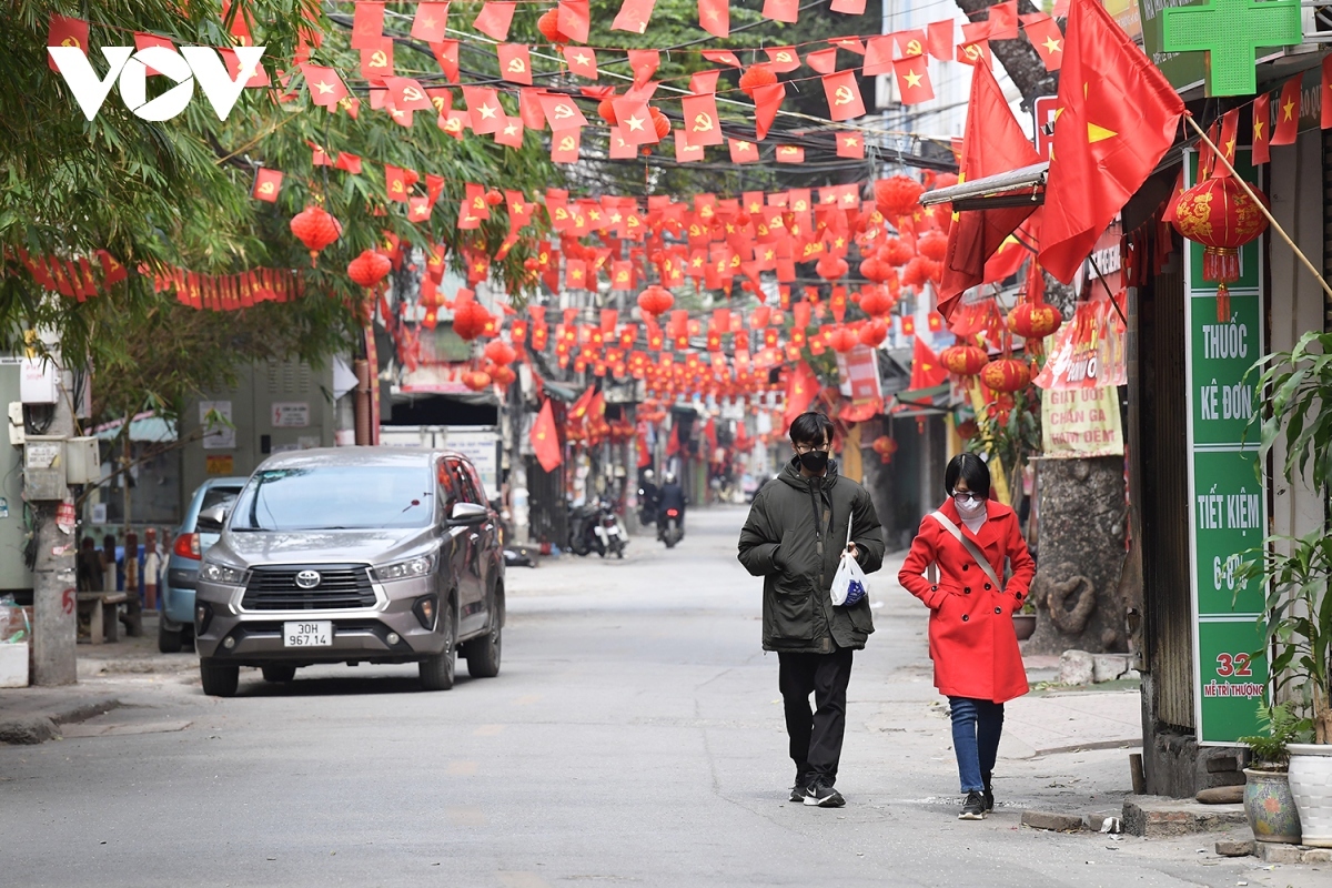 Red colour becomes prominent on Hanoi’s streets during Tet. 