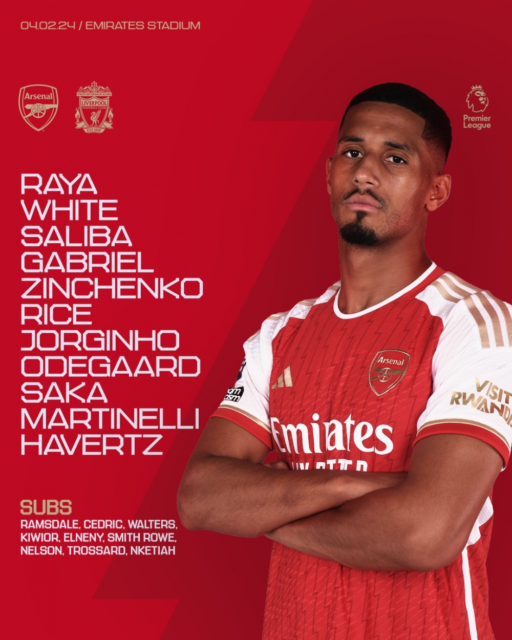 Đội hình xuất phát của Arsenal. (Ảnh: CLB)