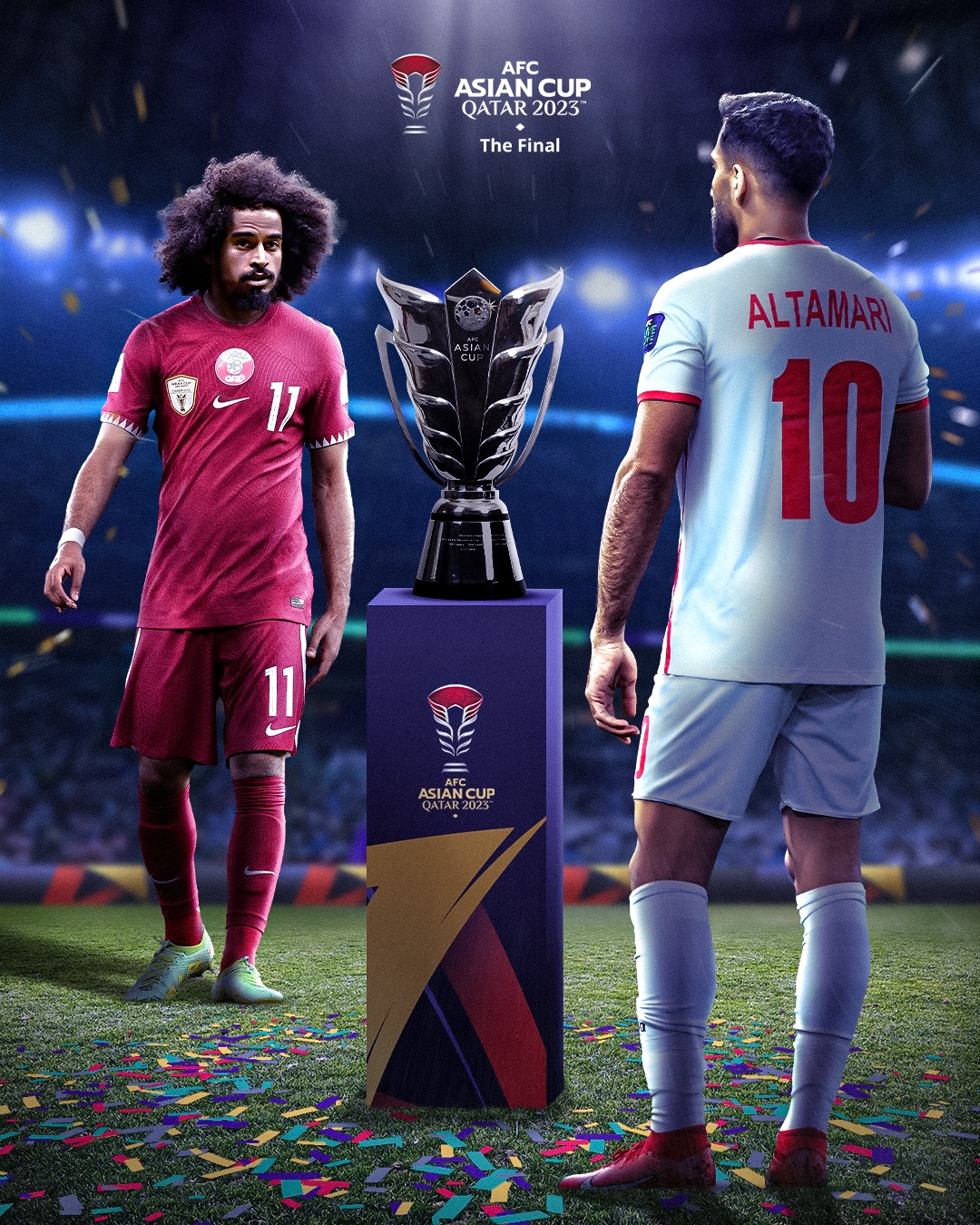 Akram Afif và Al Tamari là 2 ngôi sao sáng nhất ở trận chung kết Asian Cup 2023. (Ảnh: AFC)