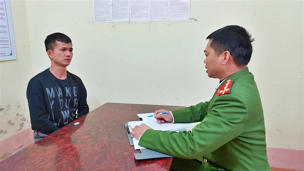 Đối tượng Ngô Văn Linh tại cơ quan Công an.