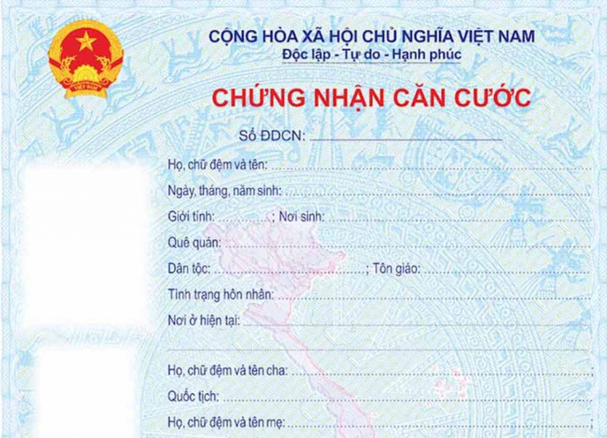 Mẫu giấy chứng nhận căn cước theo dự thảo của Bộ Công an. Ảnh: Bộ Công an