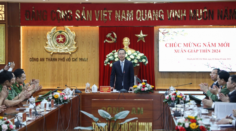 Chủ tịch nước Võ Văn Thưởng thăm, chúc Tết Công an Thành phố Hồ Chí Minh.