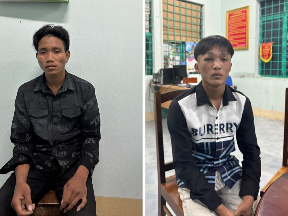 Hai đối tượng Siu Kươ (trái) và Ksor Lai bị bắt giữ vì hành vi giết người